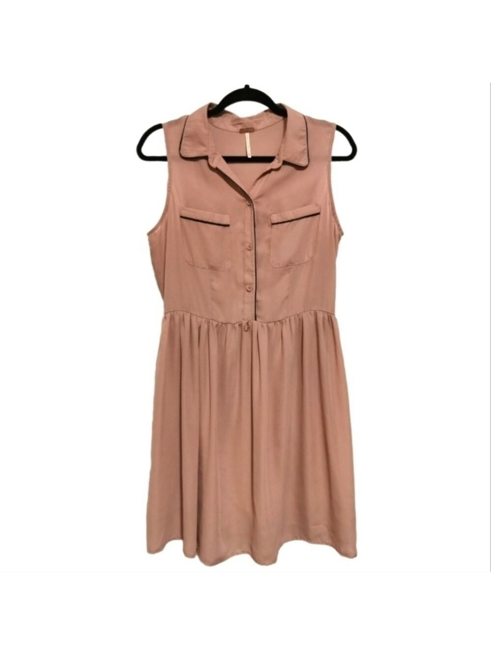 Brown Beige Midi Pleated Dress